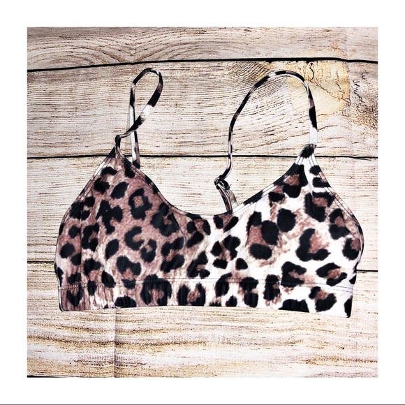 Leopard Print Shelf Bikini Top Size M - Picture 1 of 5